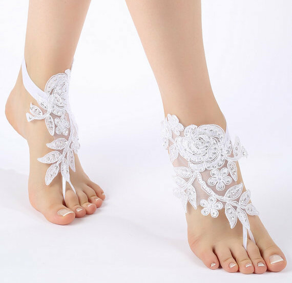 ivory lace sandals, beach wedding, etsy and bridal