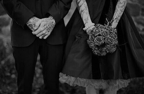 couple, bride and black