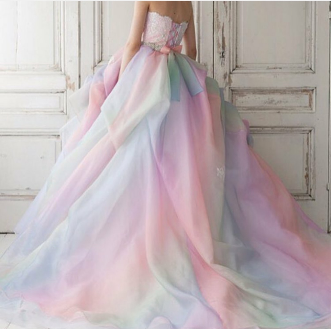 pink, weddingdress, blue and colorful