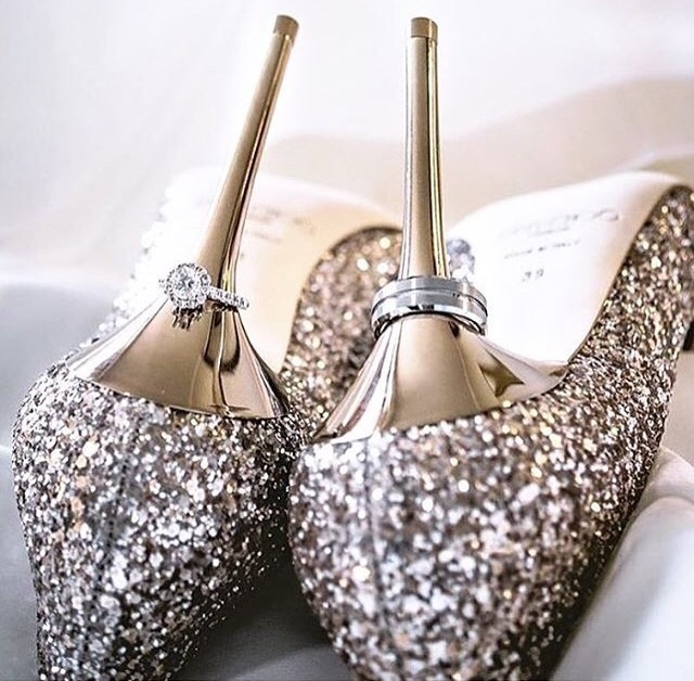 bride, bridal, rings and heels