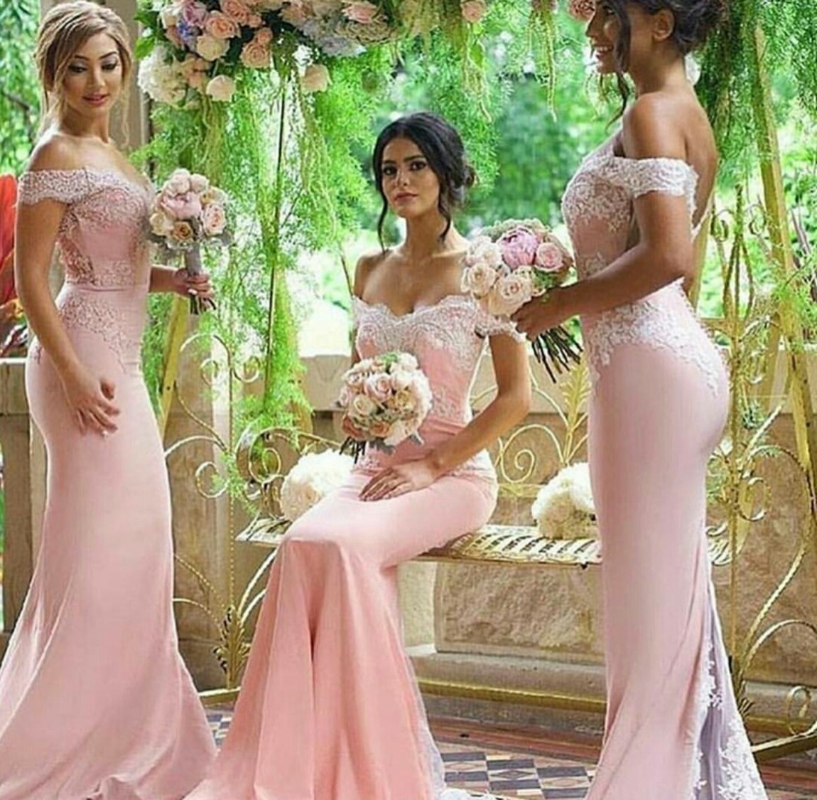 dress, bridesmaides, beauty and pink