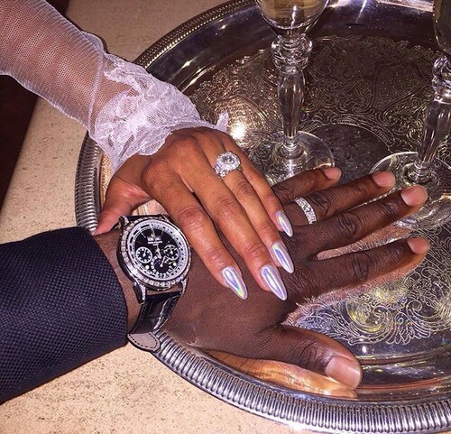 couple, love, nail art and jewelry