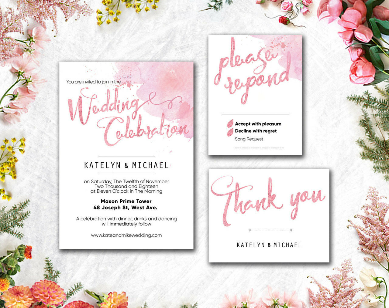 beach invitations, blush pink, rose gold and glitter