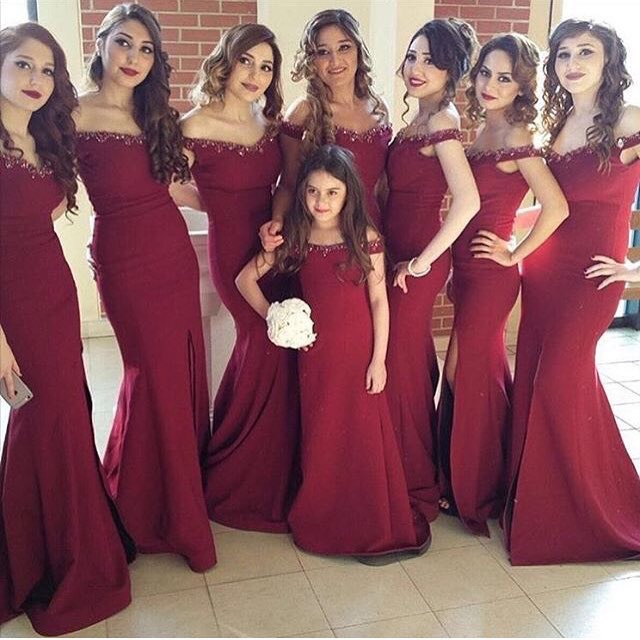 happy, bride, girls and red dress