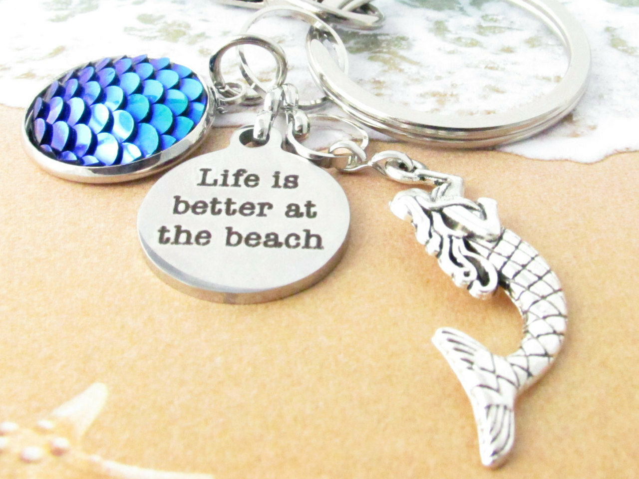 mermaid gift, fish scale keychain, mermaid keychain and car accessories