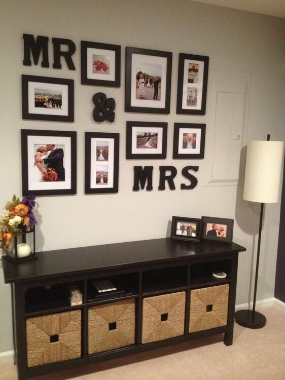 Wedding photos, decoration, gallery wall and picture frames