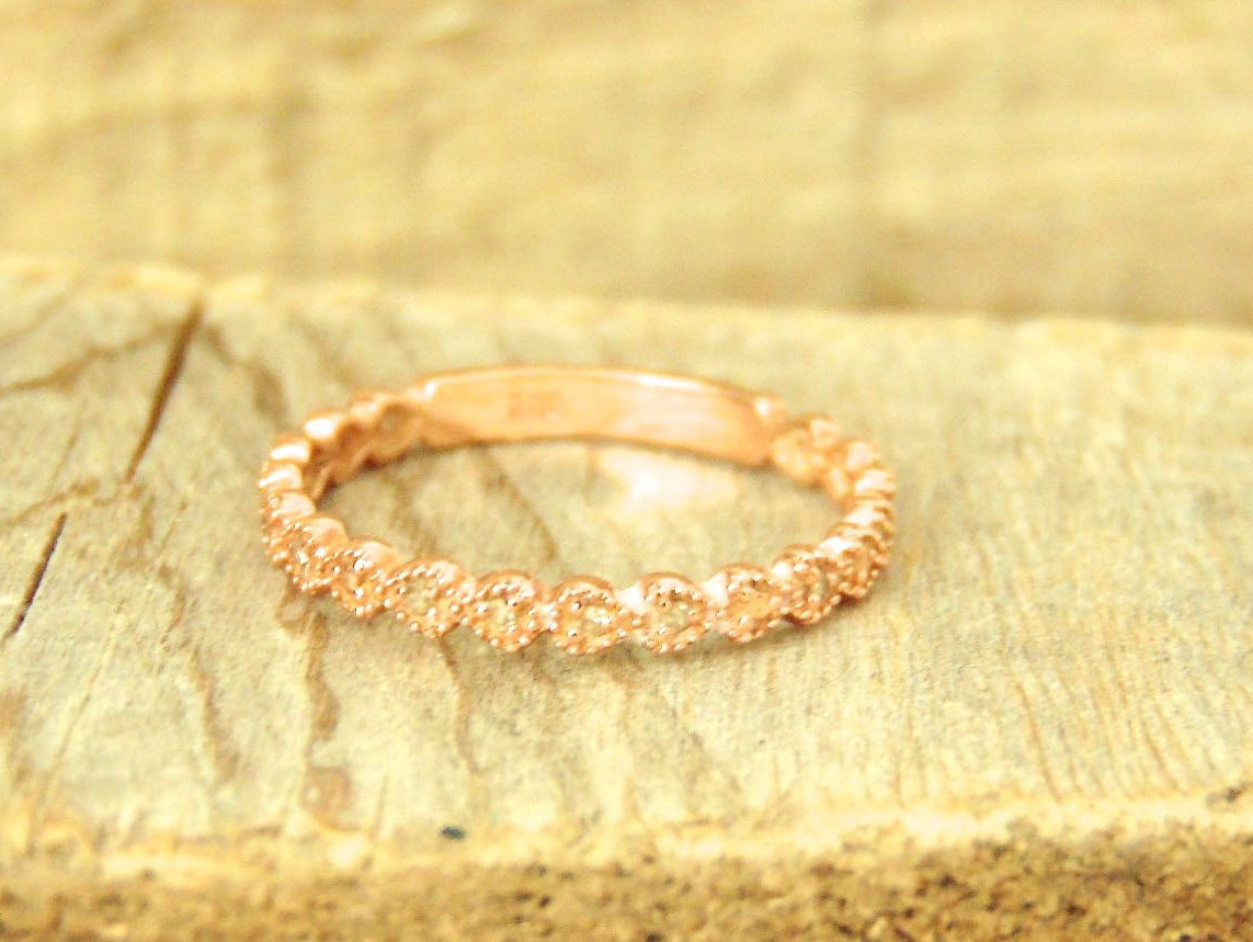 10k rose gold, etsy, heart stacking band and wedding band