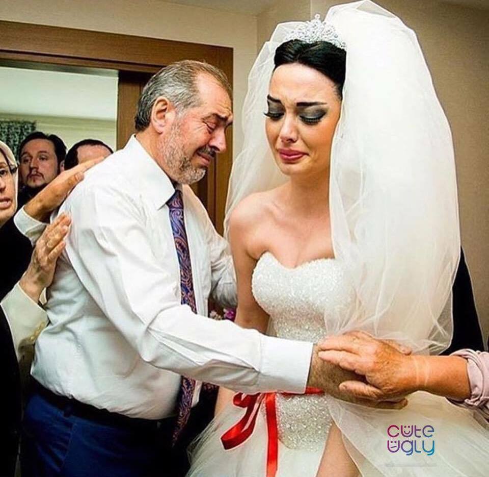 bride, daughter, cry and father