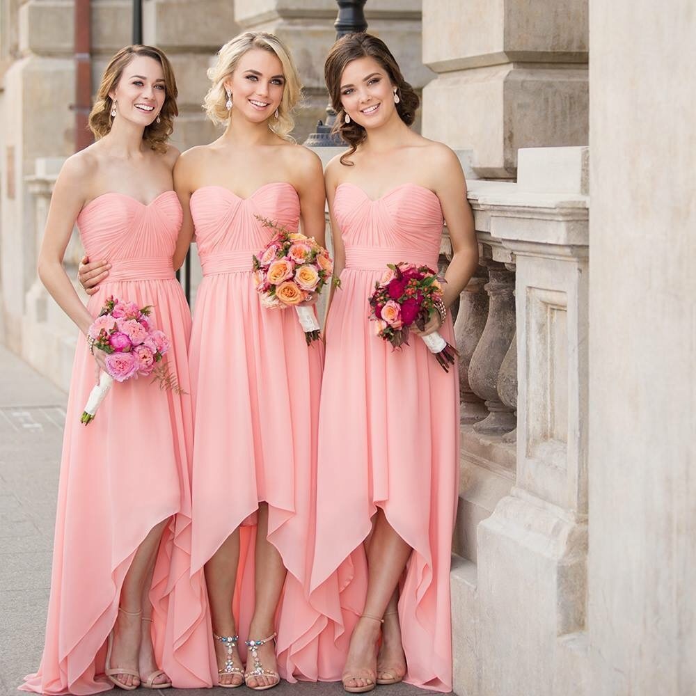 dresses, women, high low hem and pink dresses