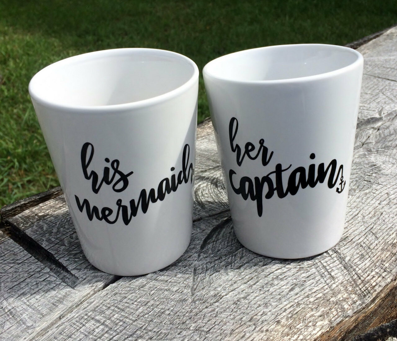 bridal shower gifts, hubby and wifey mugs, her captain cup and gift for couple