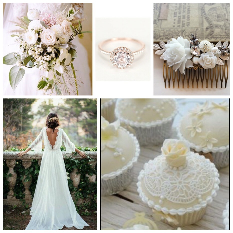 hair pin, dress, vintage wedding and ring