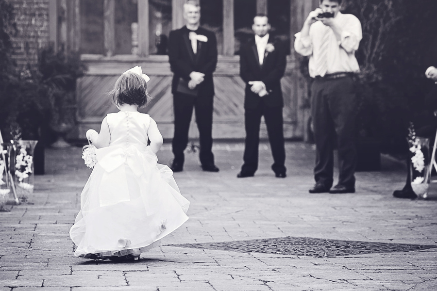 flower girl, black and white photography and wedding photography