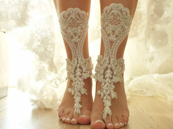lace shoes, wedding shoes and anklet