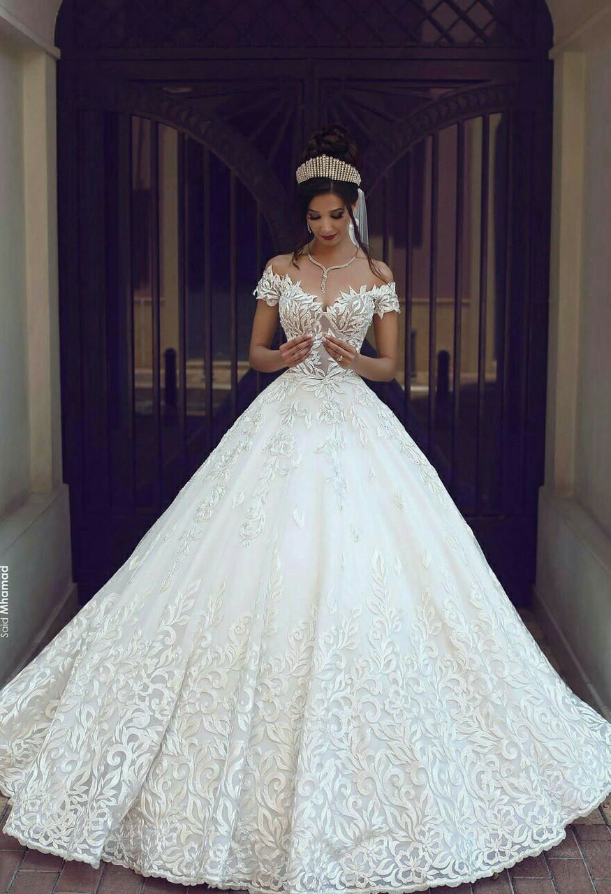 gown, goals, white and embroidery