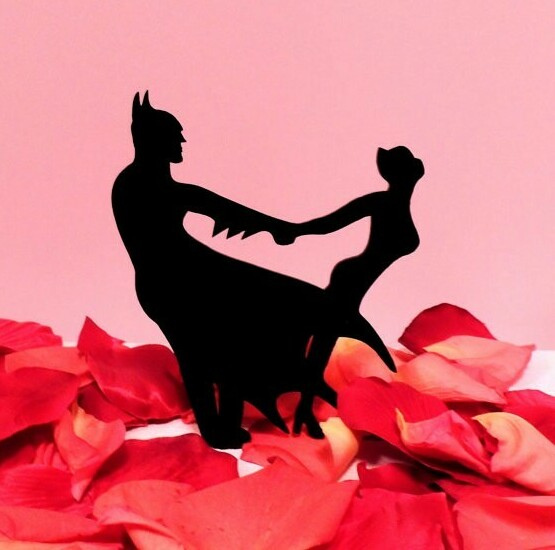 cake topper, wedding cake topper, batman wedding and catwoman