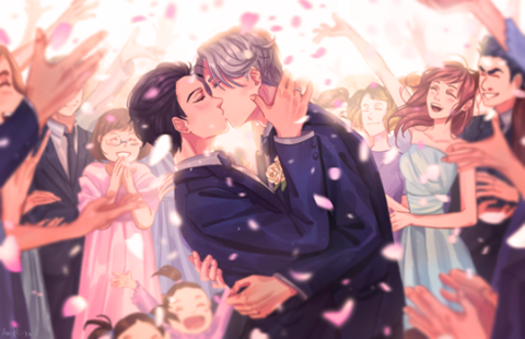 victor, kiss and yuri on ice