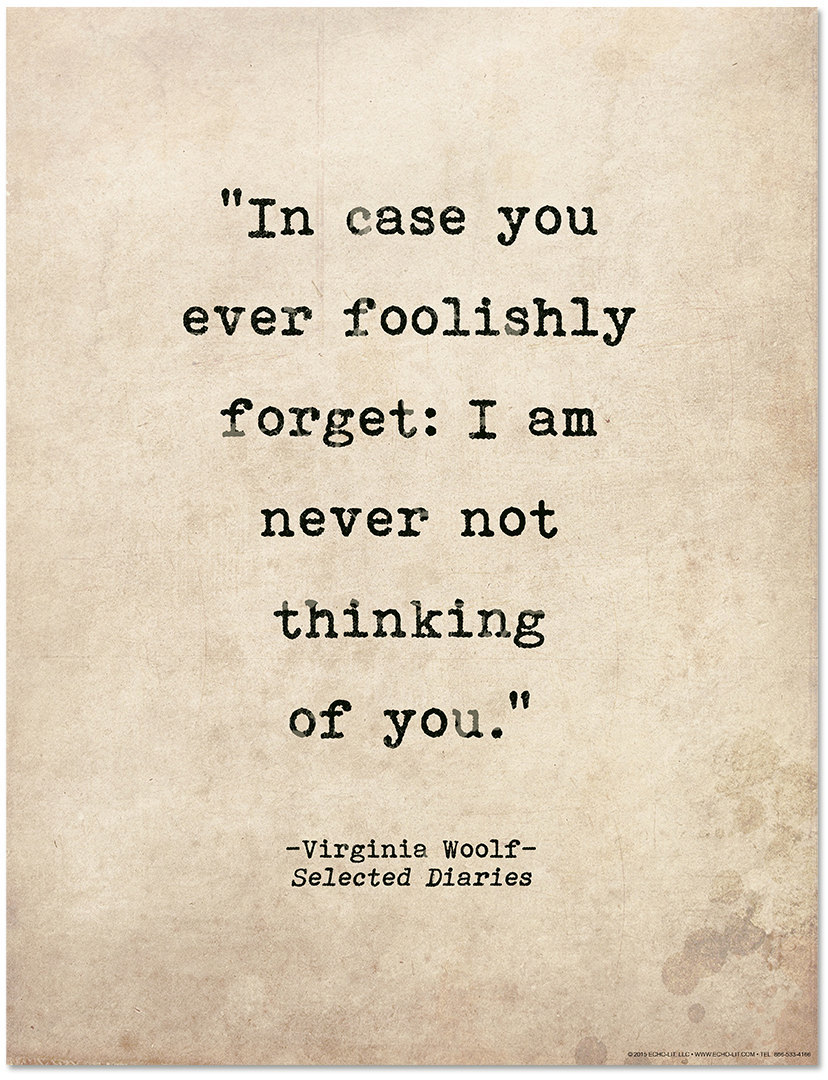 virginia woolf, literary poster, engagement gift and literary quote