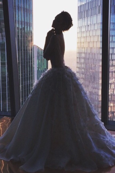 wedding gown, hair, artsy and city