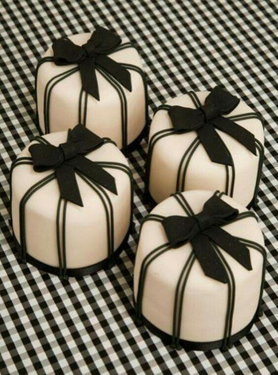 ribbon, mini caje, sweets and wedding cake
