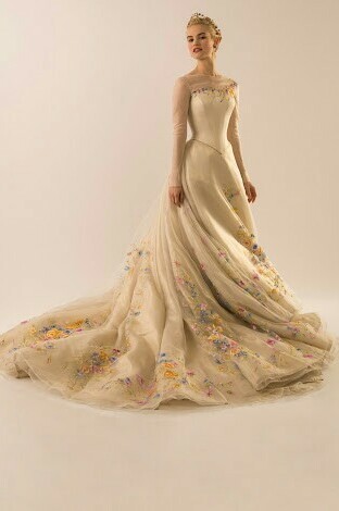 wedding dress, yellow and white