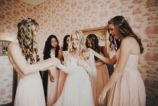 goal, bride and bridesmaids