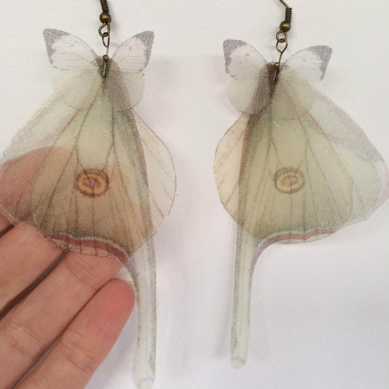 actias luna, butterfly earrings, etsy and moth wing earrings