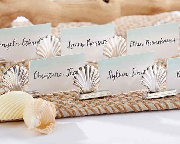 beach wedding favors, seashell wedding favors, beach place card holders and place card holders