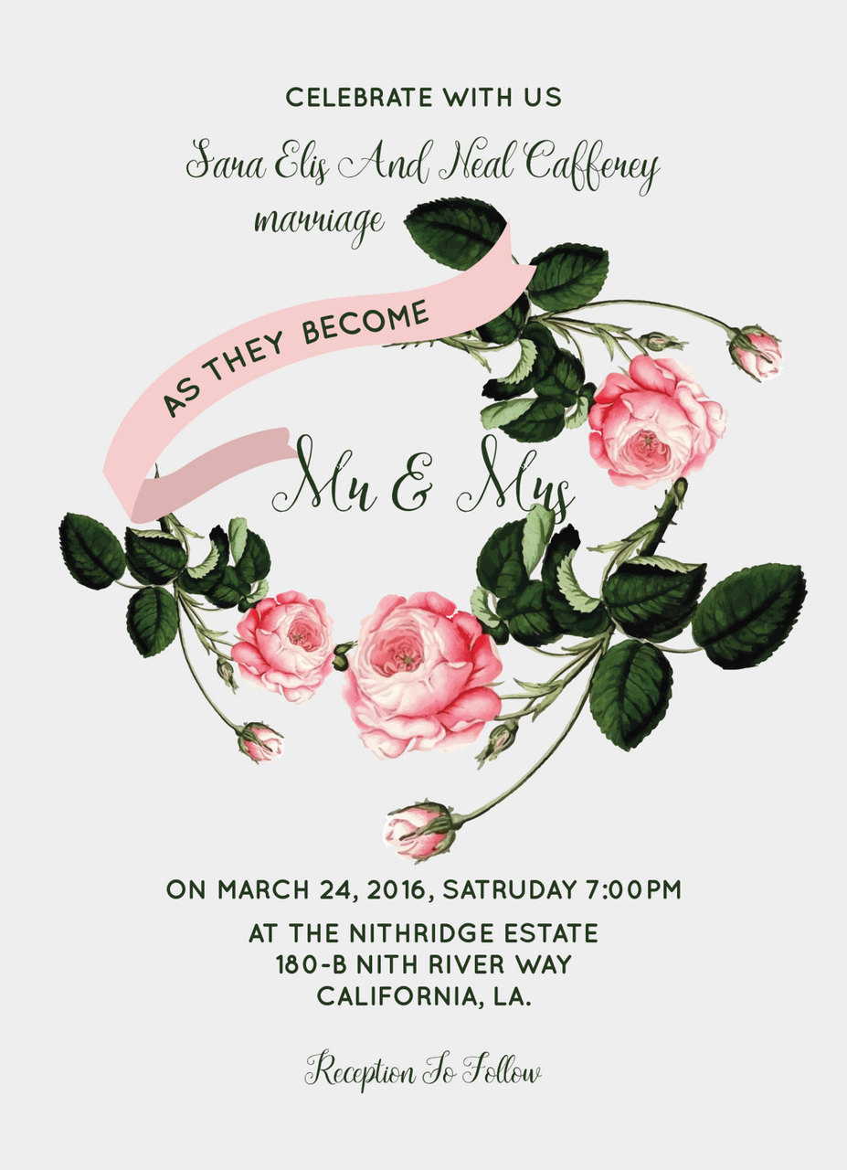 spring wedding card, wedding invitation, wedding note and spring invitaitons