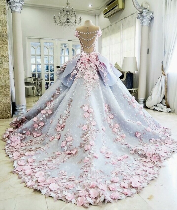 dress, flowers, pink and petals