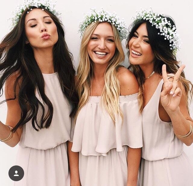 bridesmaids, beauties, bridesmaids dresses and flower crowns