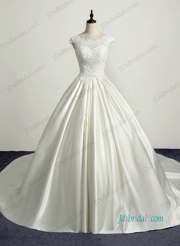 cap sleeves, low back wedding gowns, open back bridal dress and illusion bateau neck