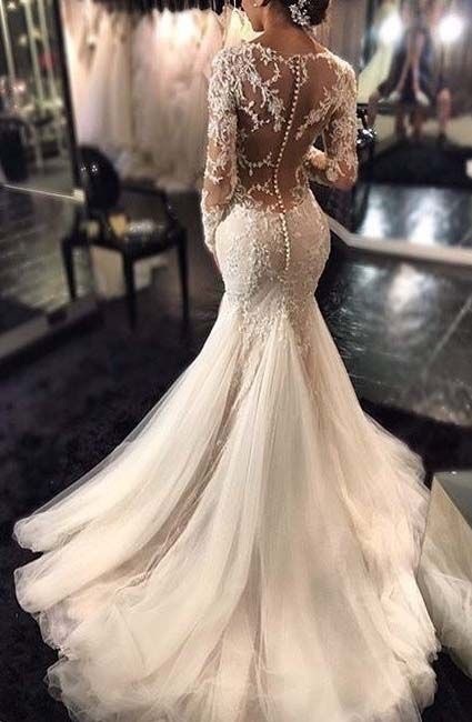 dress, bride and fish tail
