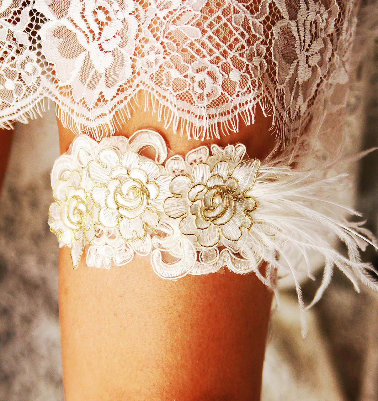 gold garter, luxury garter, boho garter and bridal garter