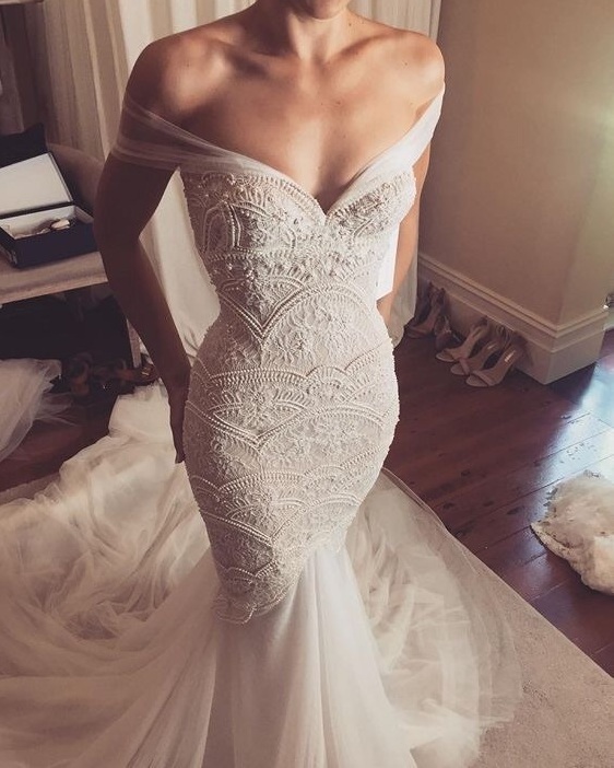 dress, bride, bridal and cold shoulder