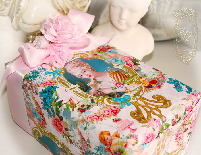marie monogram, creative packaging, etsy and roses gift wrap