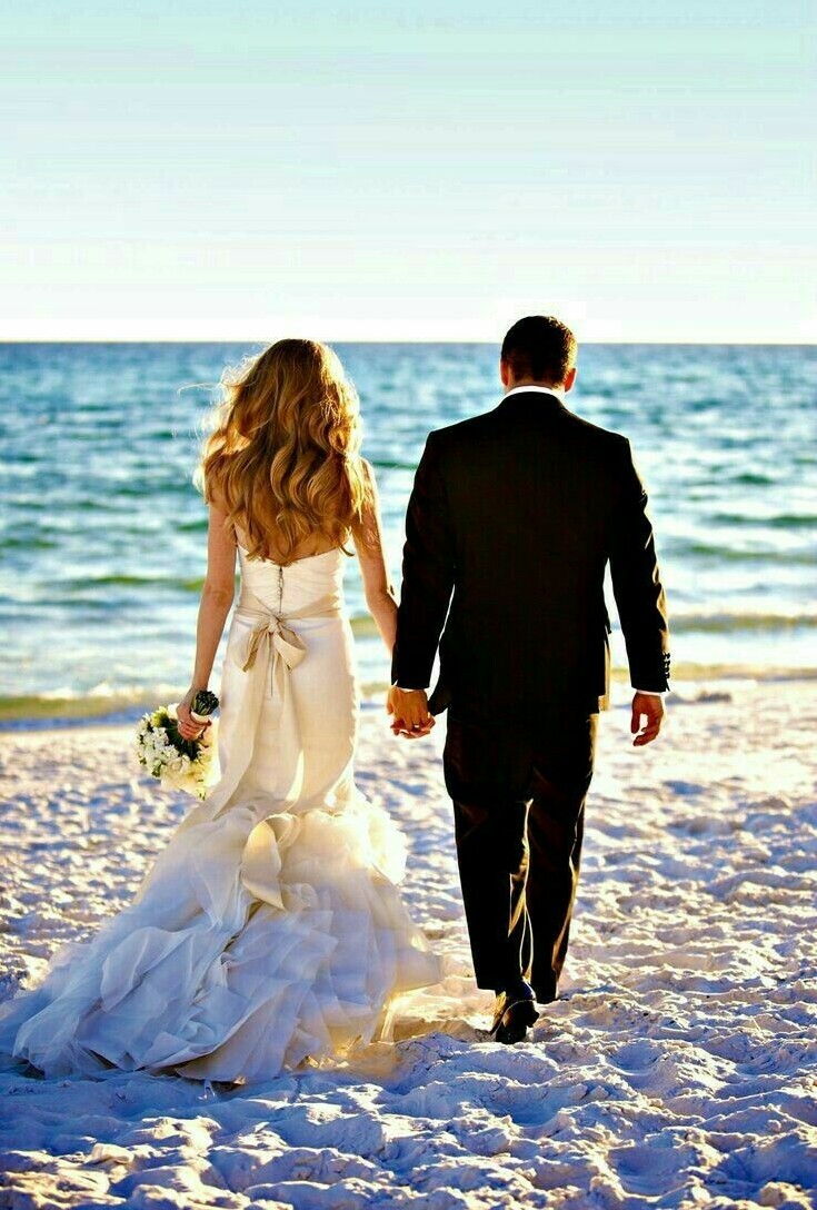 bride, love, husbad and beach