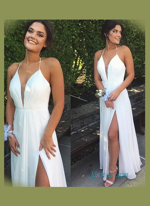 plunging, simple boho wedding dress, beachweddinggowns and bohemianweddinggowns