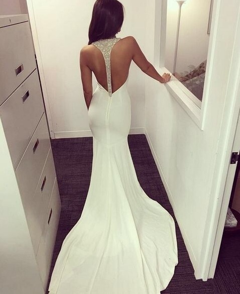white, elegant, glam and robe de mariage