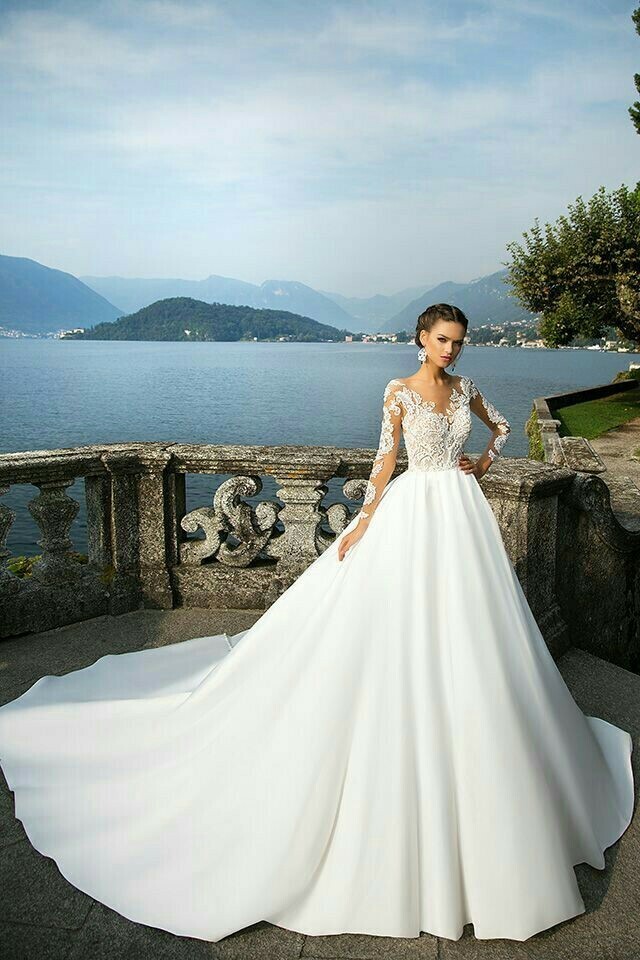satin, gown, floor-length and lace