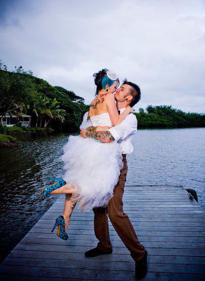 alternative, heels and blue hair