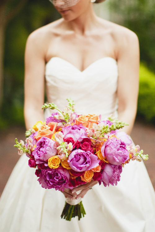 orange, purple, bouquet and flowers