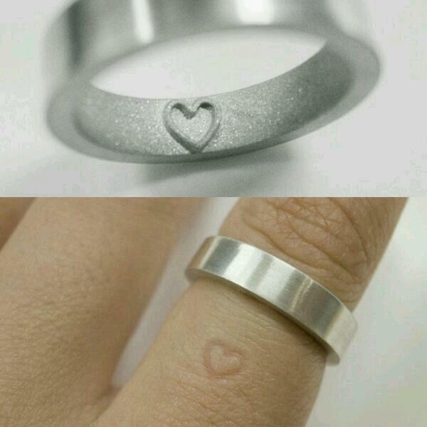 heart imprint, wedding band and heart