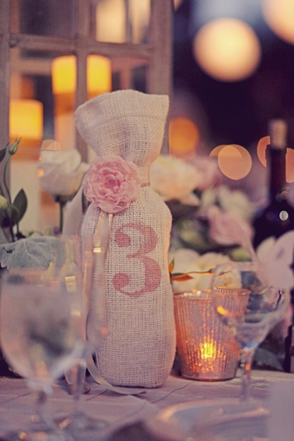 table number and burlap