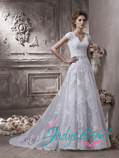lace wedding dress, 2 in 1 wedding dress and cap sleeves