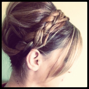 hairstyle, braid hair and updo
