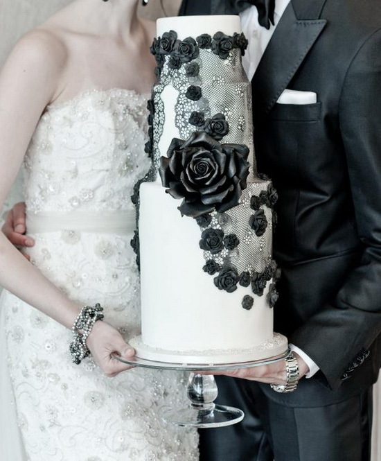 white, cake, black and lace
