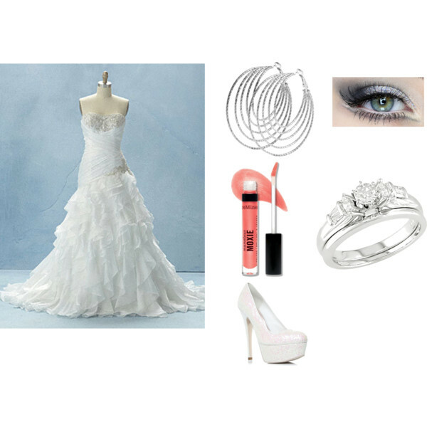 dress, earrings, eye makeup and heels