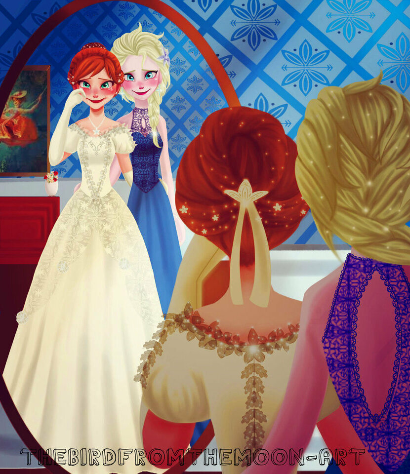 frozen, disney, anna wedding and elsa