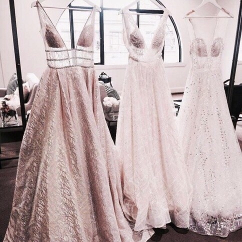 dresses, rose gold, modern and sparkles