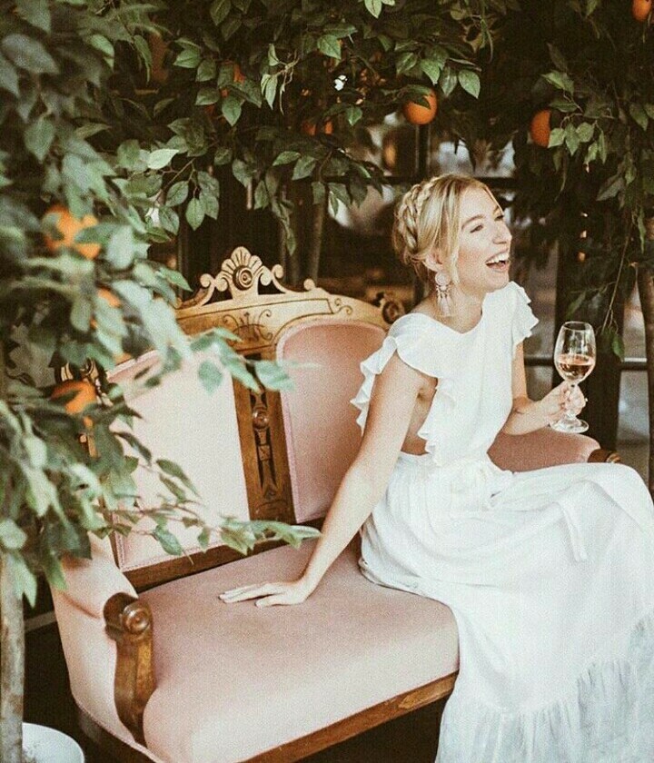 orange tree, girls, white dress and girl
